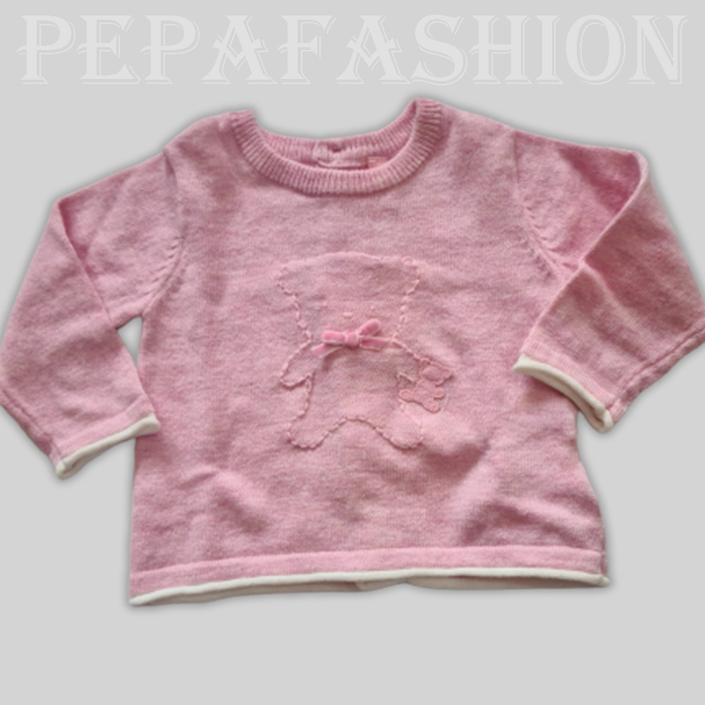 CONJUNTO 2 PZAS LANA OSO ROSA NIÑA