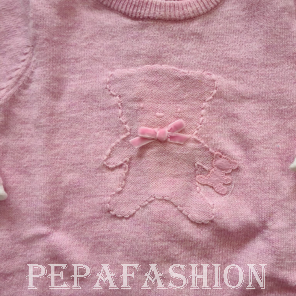 CONJUNTO 2 PZAS LANA OSO ROSA NIÑA