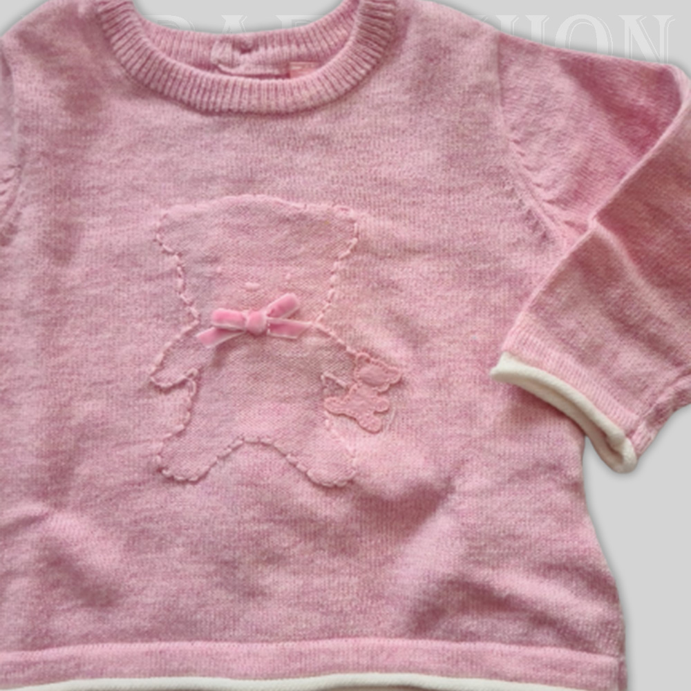 CONJUNTO 2 PZAS LANA OSO ROSA NIÑA