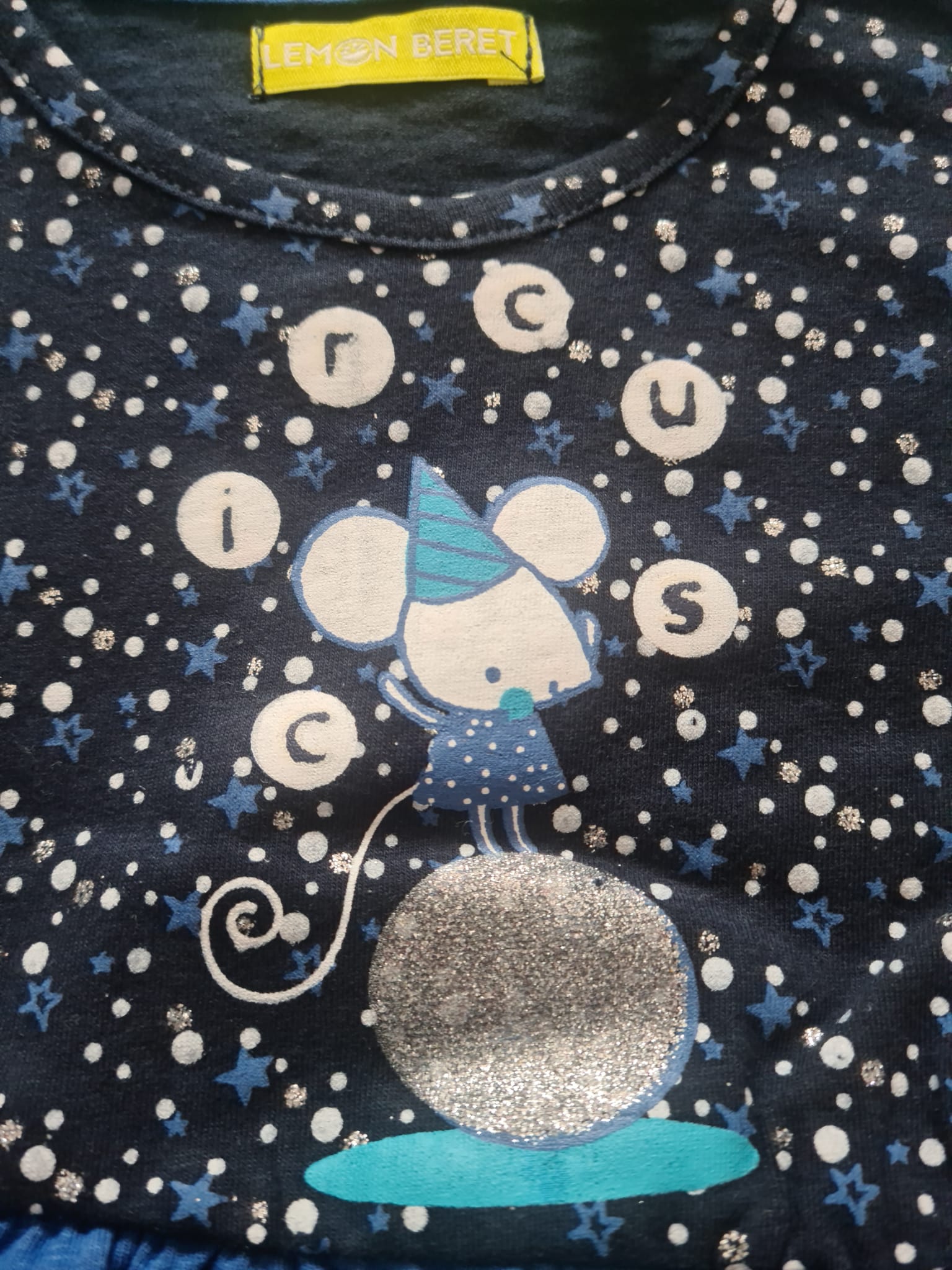 VESTIDO RATITA Y ESTRELLAS BEBÉ ALGODÓN