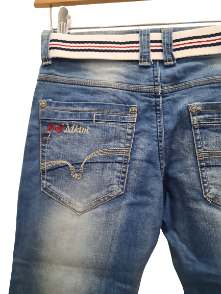 PANTALÓN VAQUERO REGASTADO + CINTURÓN