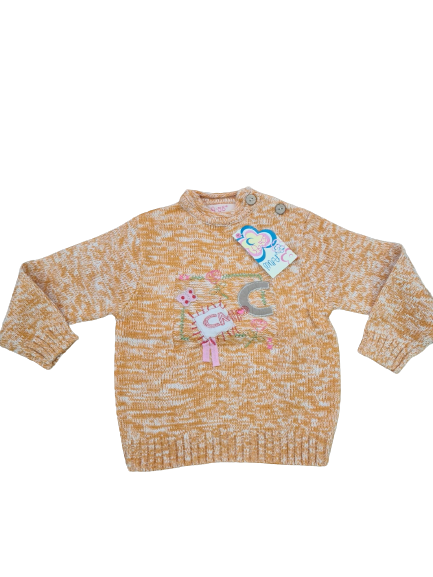 SUÉTER INFANTÍL NIÑA LANA JASPEADO BORDADO