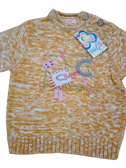 SUÉTER INFANTÍL NIÑA LANA JASPEADO BORDADO